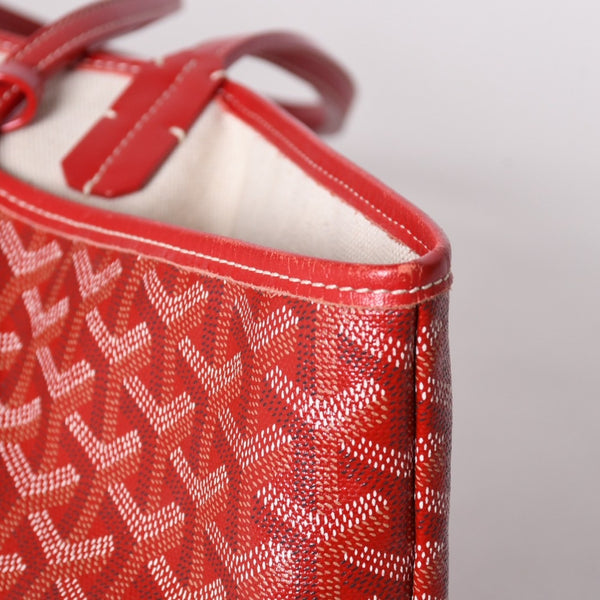 極美品 GOYARD ゴヤール サンルイPM トートバッグ ショルダーバッグ ショルダートート ポーチ付き レザー赤 レッド 中古 4a002741