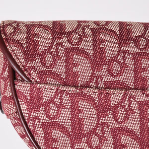 極美品 Christian Dior クリスチャンディオール サドルバッグ トロッター レッド 総柄 コットンキャンバス ショルダーバッグ 中古 4a002743