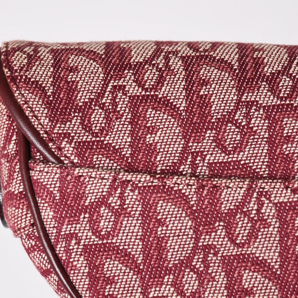 極美品 Christian Dior クリスチャンディオール サドルバッグ トロッター レッド 総柄 コットンキャンバス ショルダーバッグ 中古 4a002743