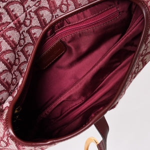 極美品 Christian Dior クリスチャンディオール サドルバッグ トロッター レッド 総柄 コットンキャンバス ショルダーバッグ 中古 4a002743