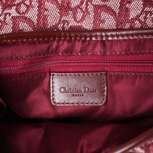 極美品 Christian Dior クリスチャンディオール サドルバッグ トロッター レッド 総柄 コットンキャンバス ショルダーバッグ 中古 4a002743