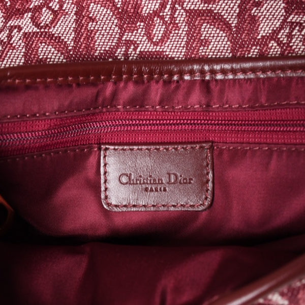 極美品 Christian Dior クリスチャンディオール サドルバッグ トロッター レッド 総柄 コットンキャンバス ショルダーバッグ 中古 4a002743