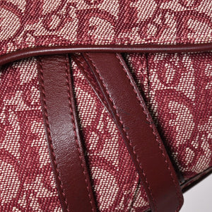 極美品 Christian Dior クリスチャンディオール サドルバッグ トロッター レッド 総柄 コットンキャンバス ショルダーバッグ 中古 4a002743