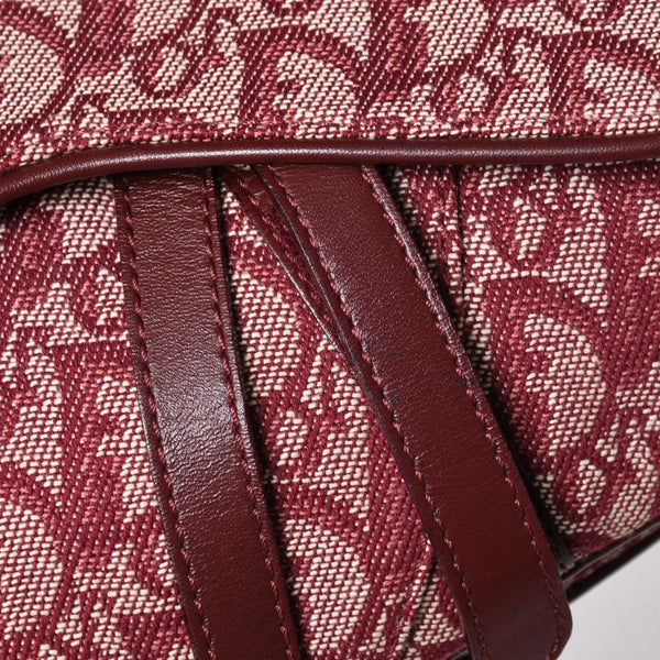 極美品 Christian Dior クリスチャンディオール サドルバッグ トロッター レッド 総柄 コットンキャンバス ショルダーバッグ 中古 4a002743