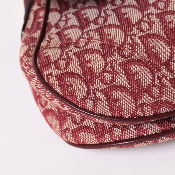 極美品 Christian Dior クリスチャンディオール サドルバッグ トロッター レッド 総柄 コットンキャンバス ショルダーバッグ 中古 4a002743