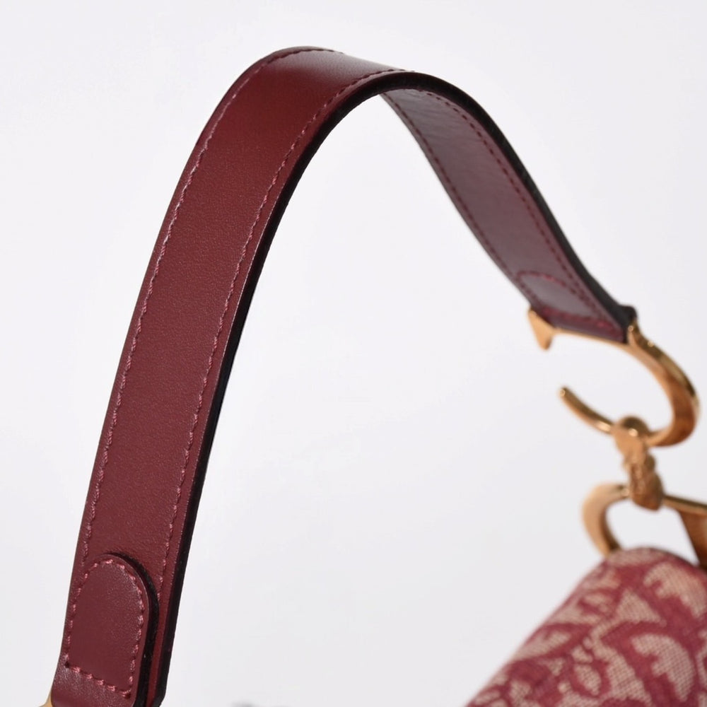 極美品 Christian Dior クリスチャンディオール サドルバッグ トロッター レッド 総柄 コットンキャンバス ショルダーバッグ 中古 4a002743