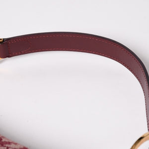 極美品 Christian Dior クリスチャンディオール サドルバッグ トロッター レッド 総柄 コットンキャンバス ショルダーバッグ 中古 4a002743