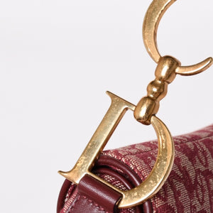 極美品 Christian Dior クリスチャンディオール サドルバッグ トロッター レッド 総柄 コットンキャンバス ショルダーバッグ 中古 4a002743