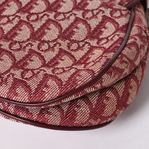 極美品 Christian Dior クリスチャンディオール サドルバッグ トロッター レッド 総柄 コットンキャンバス ショルダーバッグ 中古 4a002743
