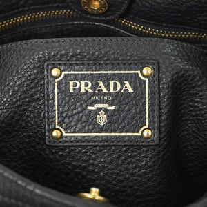 Very good condition PRADA 2WAY bag tote bag shoulder bag leather black gold hardware used 4a003704