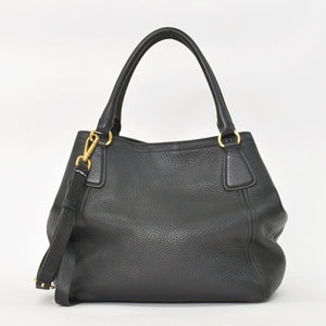 Very good condition PRADA 2WAY bag tote bag shoulder bag leather black gold hardware used 4a003704