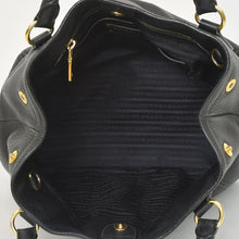 画像をギャラリービューアに読み込む, 極美品 PRADA プラダ 2WAY バッグ トートバッグ ショルダーバッグ レザー ブラック ゴールド金具 中古 4a003704