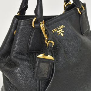 Very good condition PRADA 2WAY bag tote bag shoulder bag leather black gold hardware used 4a003704