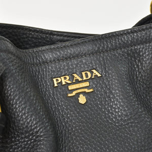 Very good condition PRADA 2WAY bag tote bag shoulder bag leather black gold hardware used 4a003704