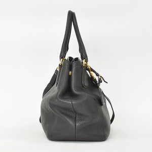 Very good condition PRADA 2WAY bag tote bag shoulder bag leather black gold hardware used 4a003704
