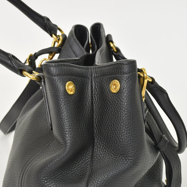 Very good condition PRADA 2WAY bag tote bag shoulder bag leather black gold hardware used 4a003704