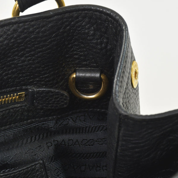 Very good condition PRADA 2WAY bag tote bag shoulder bag leather black gold hardware used 4a003704