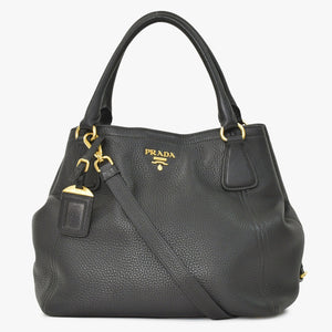 Very good condition PRADA 2WAY bag tote bag shoulder bag leather black gold hardware used 4a003704