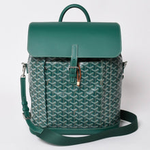 画像をギャラリービューアに読み込む, 新品同様 GOYARD ゴヤール アルパンMM リュック バックパック キャンバス グリーン シルバー金具 中古 4a002791