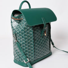 画像をギャラリービューアに読み込む, 新品同様 GOYARD ゴヤール アルパンMM リュック バックパック キャンバス グリーン シルバー金具 中古 4a002791