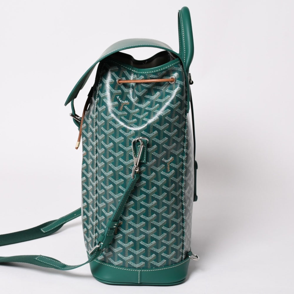 新品同様 GOYARD ゴヤール アルパンMM リュック バックパック キャンバス グリーン シルバー金具 中古 4a002791