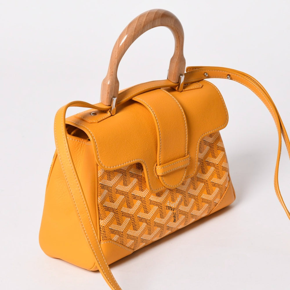 極美品 GOYARD ゴヤール サイゴン ミニ ソフトバッグ 2WAY ハンドバッグ SAIGONMINTY08CL08P イエロー シルバー金具 中古 4a002475