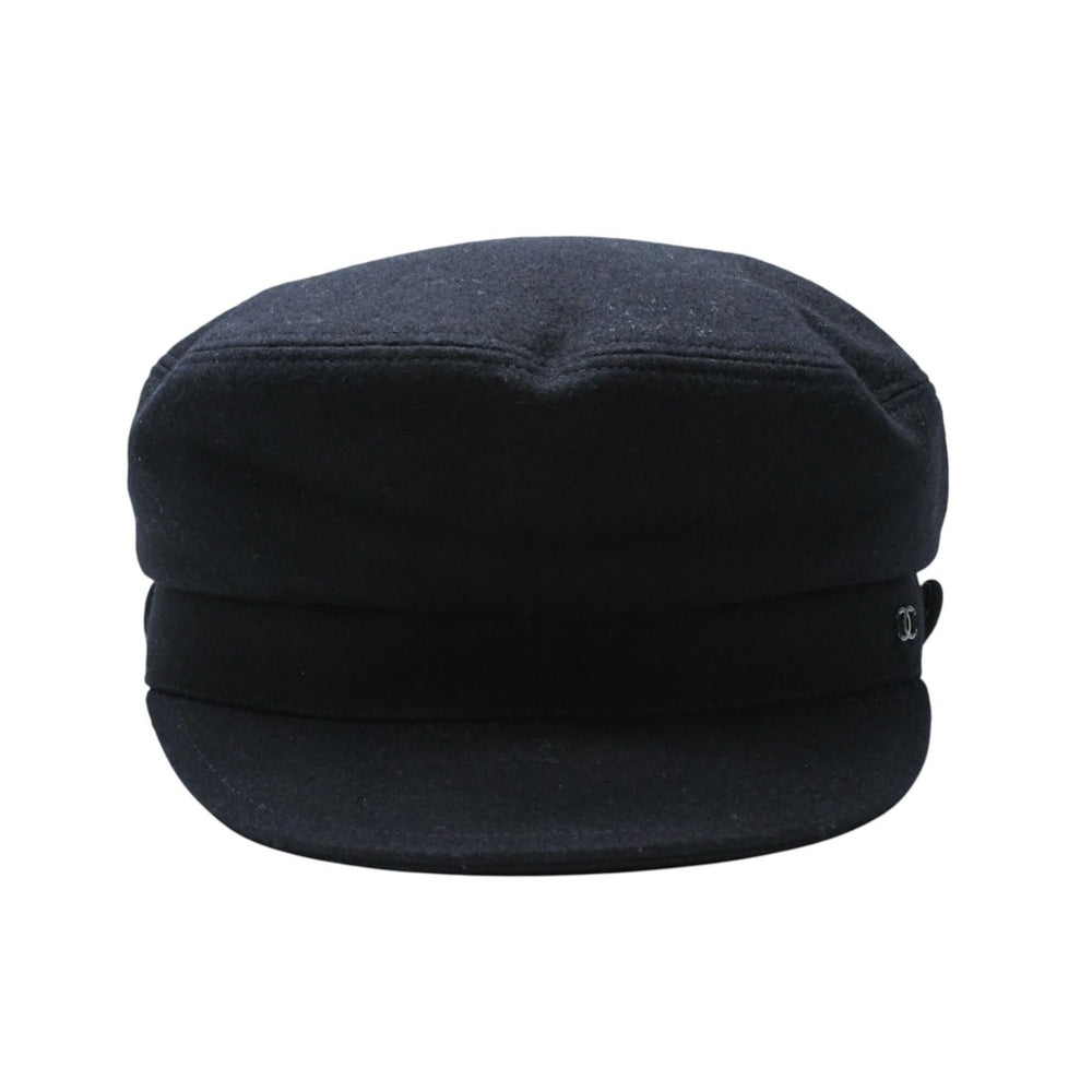 Very Good Condition CHANEL Black Hat Coco Mark LAINE WOOL Wool Size M Used 4a002711