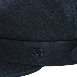 Very Good Condition CHANEL Black Hat Coco Mark LAINE WOOL Wool Size M Used 4a002711