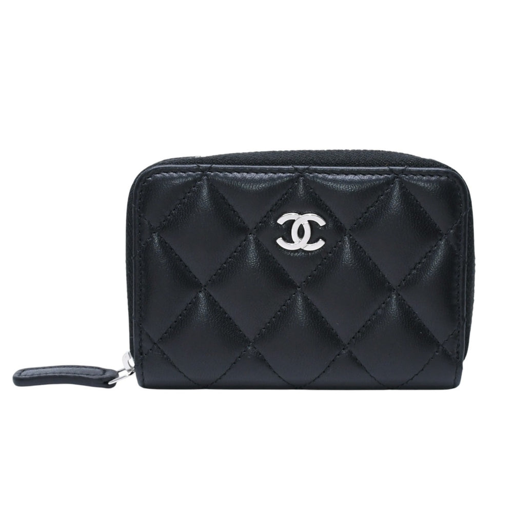 極美品 CHANEL シャネル クラシック ジップコインパース 小銭入れ A84511 31番台 ココマーク ラムスキン ブラック 中古 4a002571