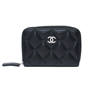 極美品 CHANEL シャネル クラシック ジップコインパース 小銭入れ A84511 31番台 ココマーク ラムスキン ブラック 中古 4a002571