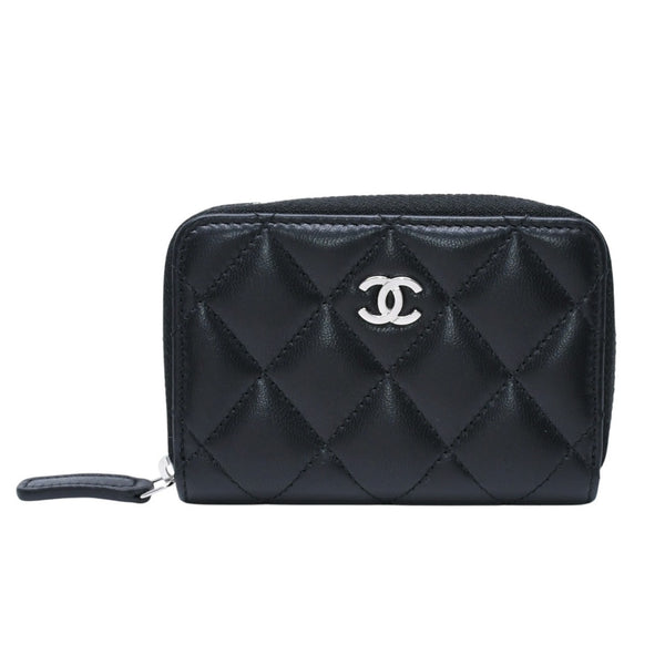 極美品 CHANEL シャネル クラシック ジップコインパース 小銭入れ A84511 31番台 ココマーク ラムスキン ブラック 中古 4a002571