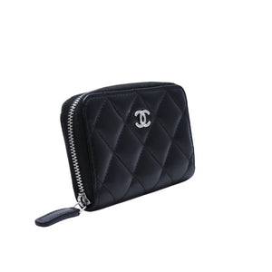 極美品 CHANEL シャネル クラシック ジップコインパース 小銭入れ A84511 31番台 ココマーク ラムスキン ブラック 中古 4a002571