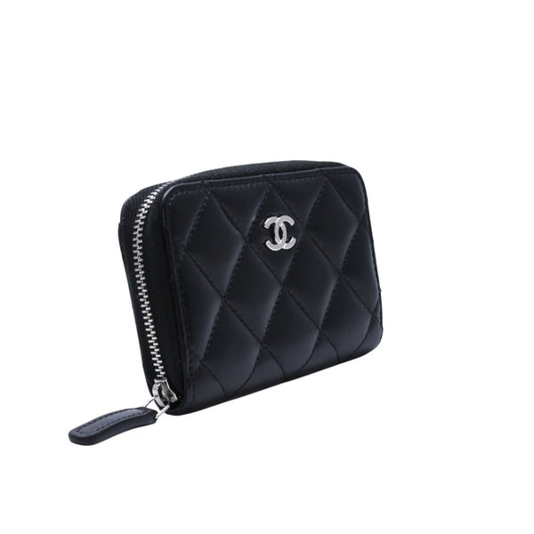 極美品 CHANEL シャネル クラシック ジップコインパース 小銭入れ A84511 31番台 ココマーク ラムスキン ブラック 中古 4a002571