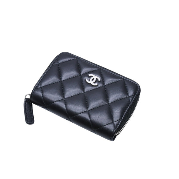 極美品 CHANEL シャネル クラシック ジップコインパース 小銭入れ A84511 31番台 ココマーク ラムスキン ブラック 中古 4a002571