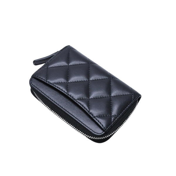 極美品 CHANEL シャネル クラシック ジップコインパース 小銭入れ A84511 31番台 ココマーク ラムスキン ブラック 中古 4a002571