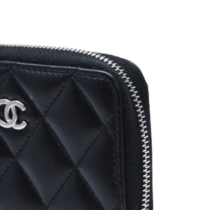 極美品 CHANEL シャネル クラシック ジップコインパース 小銭入れ A84511 31番台 ココマーク ラムスキン ブラック 中古 4a002571