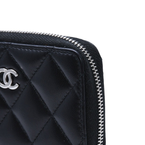 極美品 CHANEL シャネル クラシック ジップコインパース 小銭入れ A84511 31番台 ココマーク ラムスキン ブラック 中古 4a002571