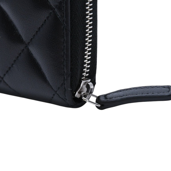 極美品 CHANEL シャネル クラシック ジップコインパース 小銭入れ A84511 31番台 ココマーク ラムスキン ブラック 中古 4a002571