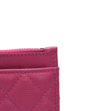 画像をギャラリービューアに読み込む, 新品同様 CHANEL シャネル クラシックジップカードケース 30番台 マトラッセ キャビアスキン ピンク ココマーク CCマーク メタル シルバー 中古 4a002770