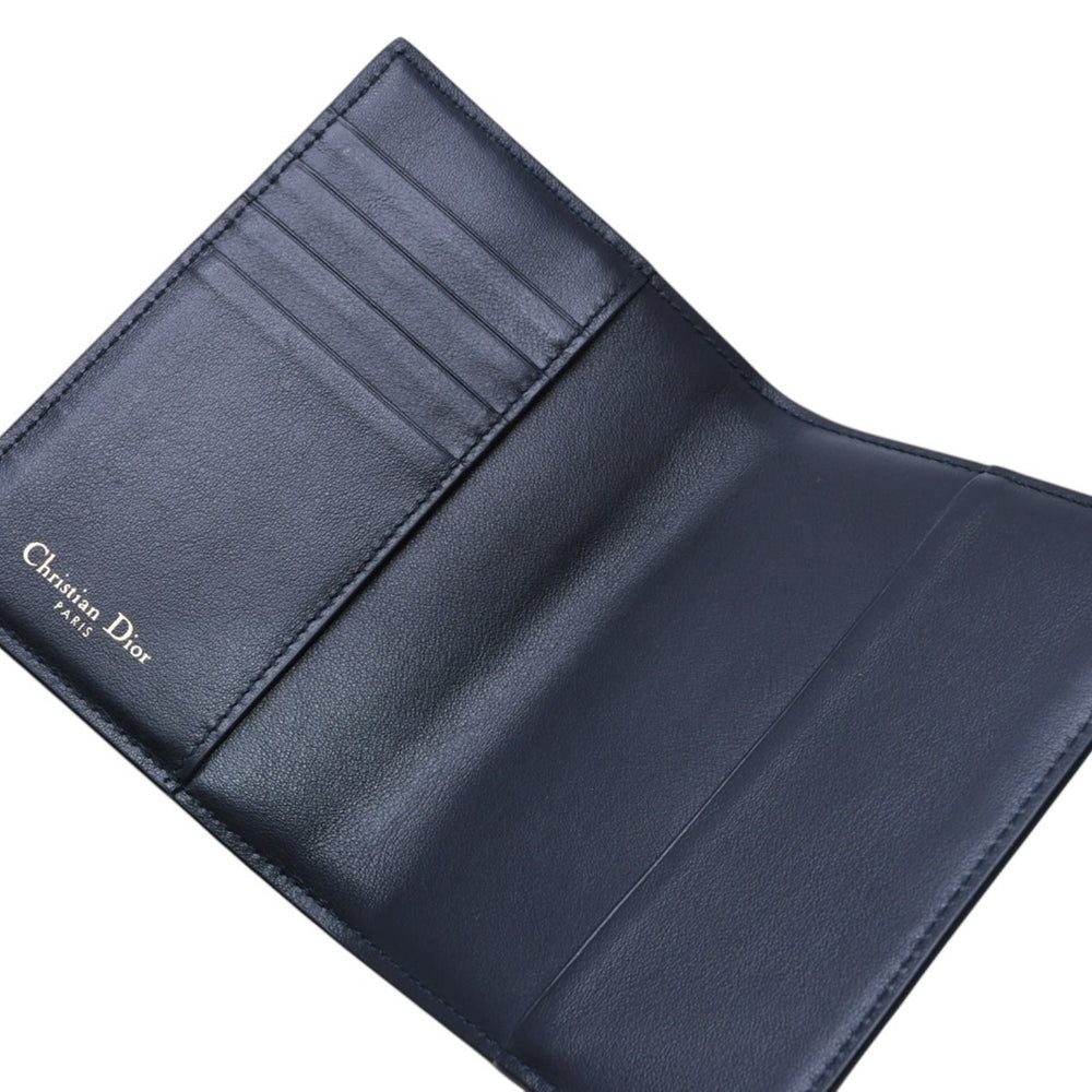新品未使用 Christian Dior クリスチャンディオール パスポートケース カードケース MA0199 オブリーク ジャガード ネイビー 中古 4a002765