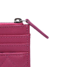 画像をギャラリービューアに読み込む, 新品同様 CHANEL シャネル クラシックジップカードケース 30番台 マトラッセ キャビアスキン ピンク ココマーク CCマーク メタル シルバー 中古 4a002770