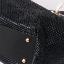 画像をギャラリービューアに読み込む, 新品同様 CHANEL シャネル マキシショッピングバッグ ブレードラフィアエフェクトキャンバス カーフスキン CCロゴ ゴールド金具 レザー編み込み ランダム番台 中古 4a002469