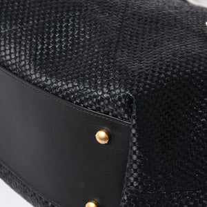 新品同様 CHANEL シャネル マキシショッピングバッグ ブレードラフィアエフェクトキャンバス カーフスキン CCロゴ ゴールド金具 レザー編み込み ランダム番台 中古 4a002469