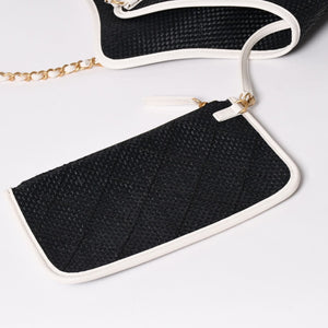 新品同様 CHANEL シャネル マキシショッピングバッグ ブレードラフィアエフェクトキャンバス カーフスキン CCロゴ ゴールド金具 レザー編み込み ランダム番台 中古 4a002469