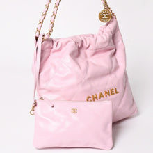 画像をギャラリービューアに読み込む, 新品同様 CHANEL シャネル 22 ハンドバッグ ショルダーバッグ ランダム番台 シャイニーカーフスキン ピンク 桜色 シルバー金具 中古 4a002769