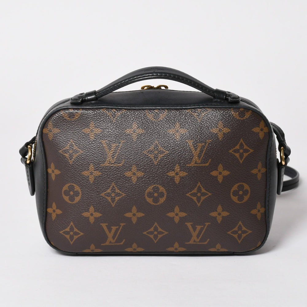 LOUIS VUITTON Saintonge Shoulder Bag Monogram Canvas Noir Calf Leather Double Tassel M43555 Brown Black Good Condition Used 4a002512