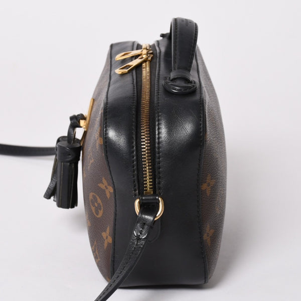 LOUIS VUITTON ルイヴィトン サントンジュ ショルダーバッグ モノグラムキャンバス ノワールカーフレザー ダブルタッセル M43555 ブラウン ブラック 美品 中古 4a002512