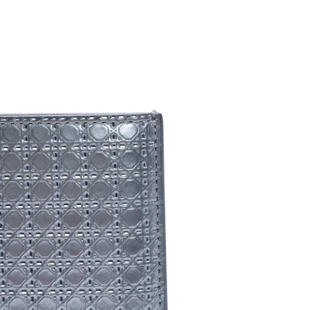 CHRISTIAN DIOR クリスチャンディオール カードケース 名刺入れ メタリック グレー シルバー金具 24-MA-0145 中古 4a002782