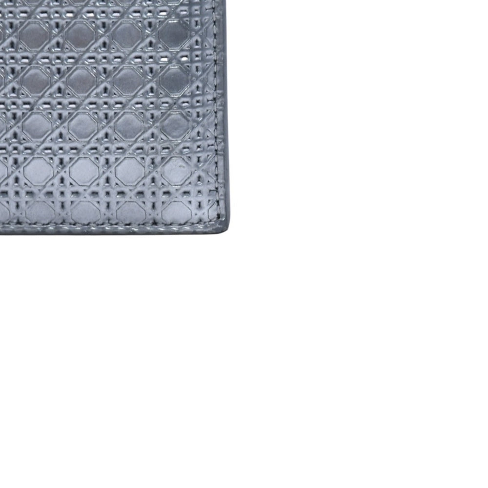 CHRISTIAN DIOR クリスチャンディオール カードケース 名刺入れ メタリック グレー シルバー金具 24-MA-0145 中古 4a002782