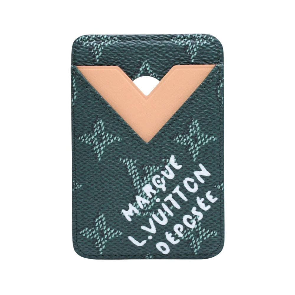 極美品 LOUIS VUITTON ルイヴィトン ポルト カルト マグネット カードケース M26949 モノグラム ヘリテージ グリーン 中古 4a002551